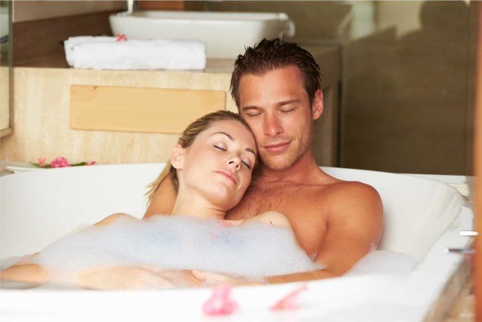 Man and woman in the bathroom
