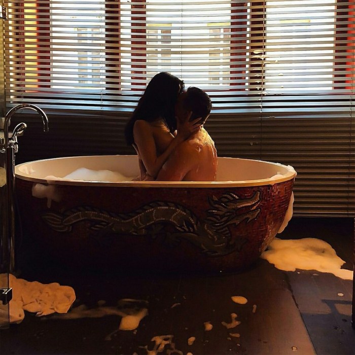 Man and woman in the bathroom