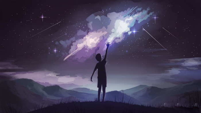 The guy on the background of the starry sky