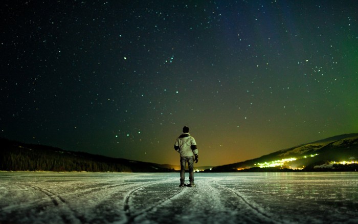 Man under the starry sky