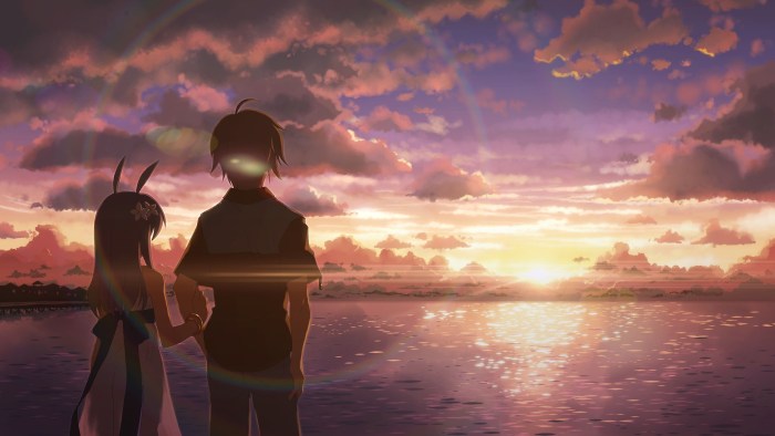 Anime beach sunset