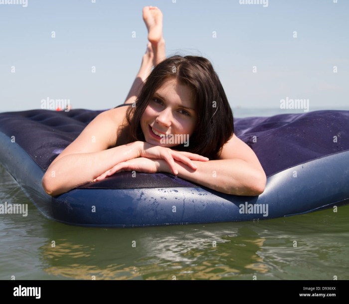 Girl on an inflatable mattress
