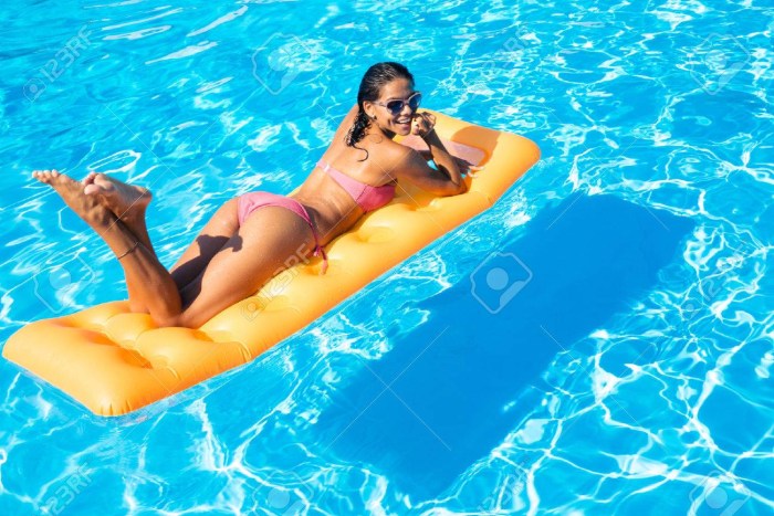 Photo shoot on the mattress on the water