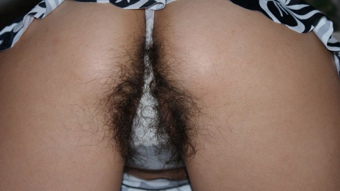 Unshaven pussy in panties
