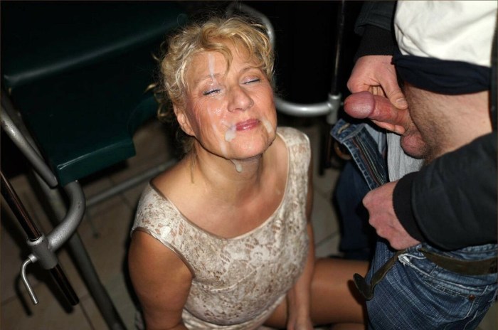 Cumshots on the faces of the elderly