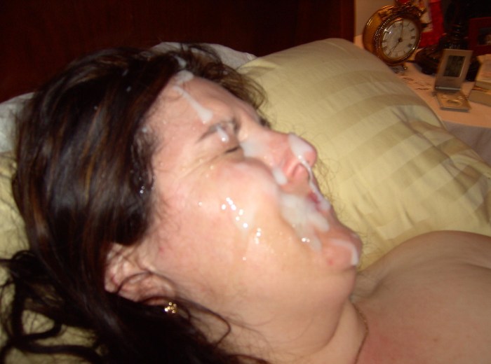 Cum on the face of a sleeping amateur