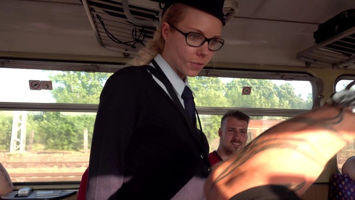 Evelina Bledans on the train