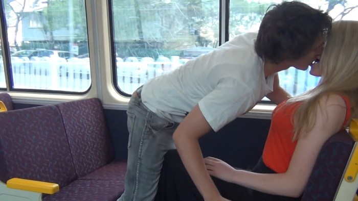 Tits of women on trains