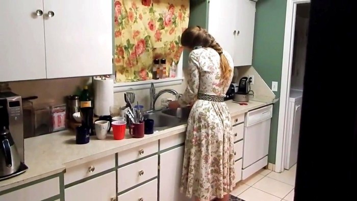 Naked women in the kitchen homemade