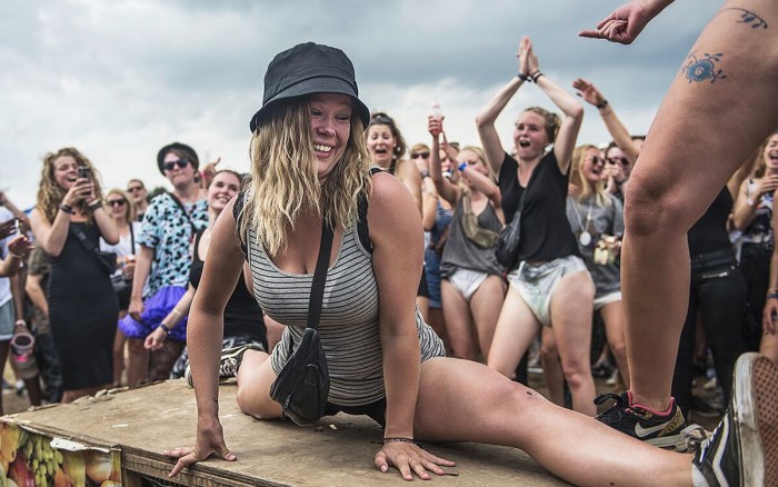 Drunk girls at the rock festival