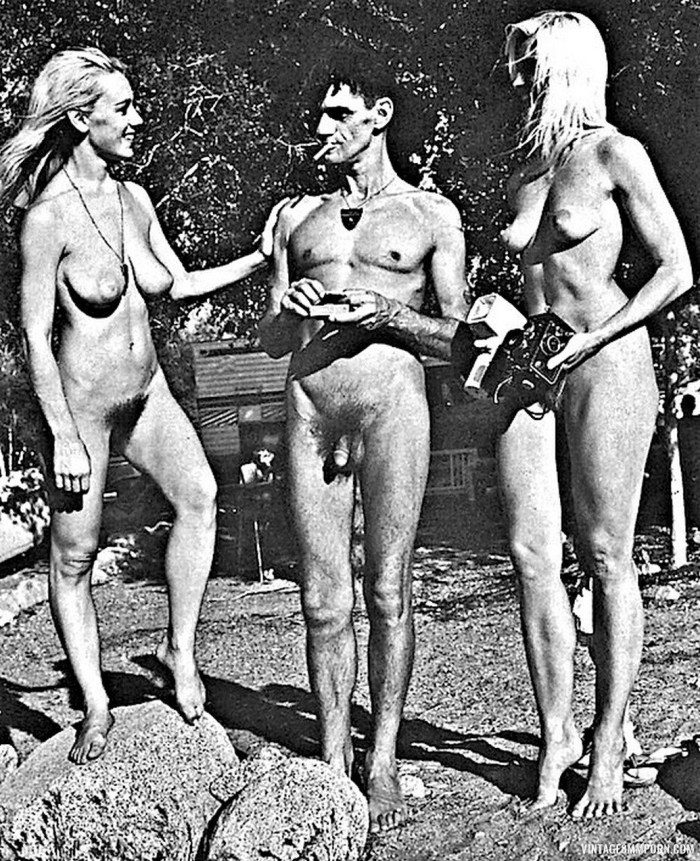 Hairy women on the beach retro