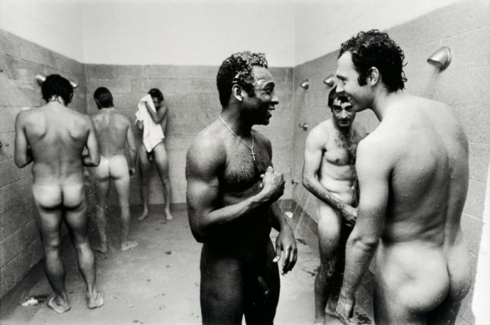 Naked women in women's shower
