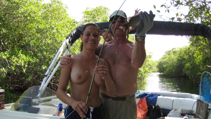 Girls nude fishing