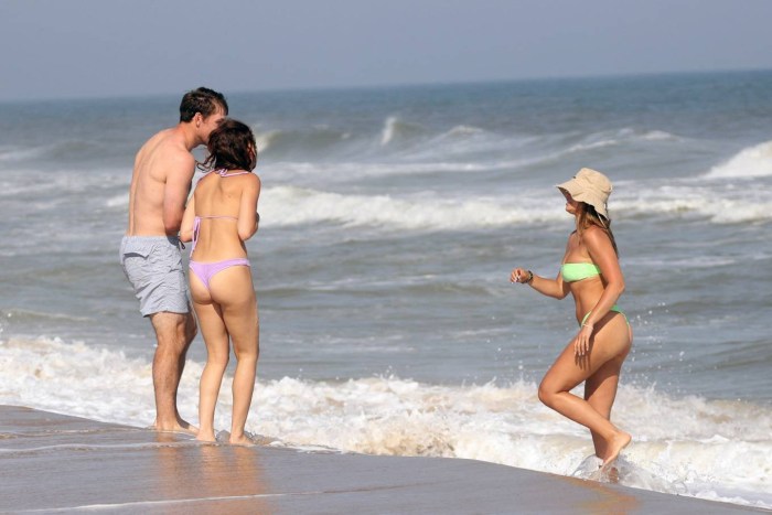 Girls on a public beach