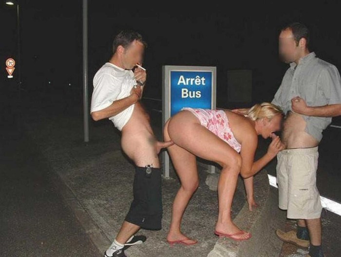 Naked girl is pawed in public