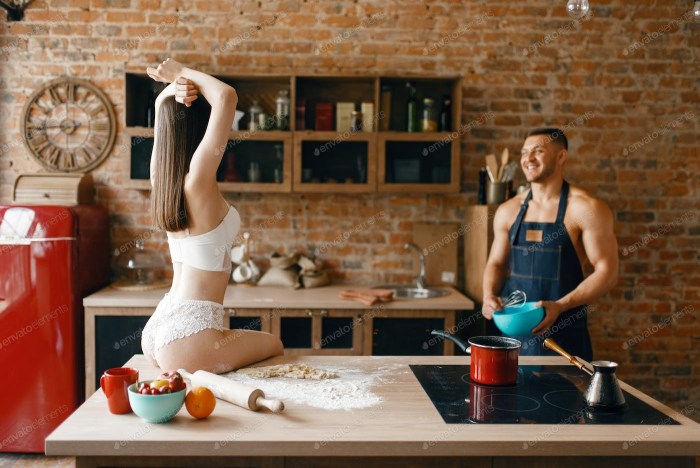 Girl in apron with flour