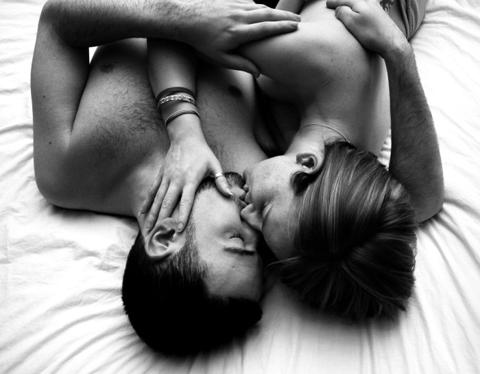Passionate kiss with the tongue