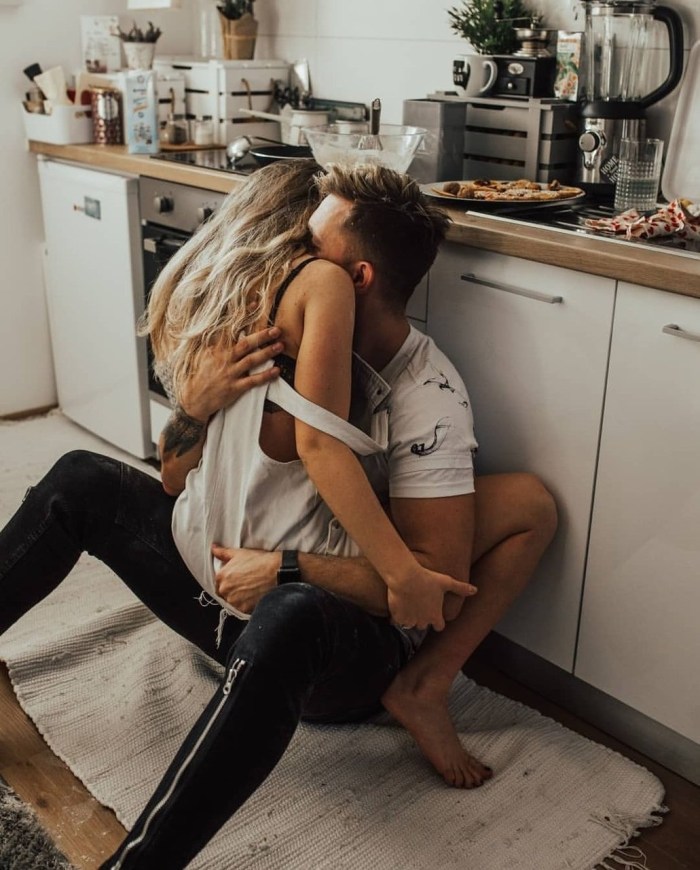 Boy and girl in the kitchen
