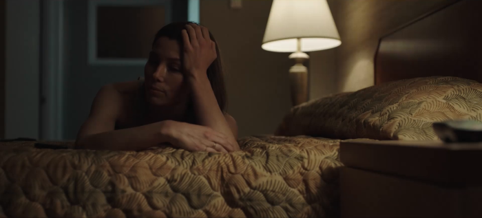 Jessica Bil touches a member in the film