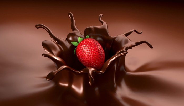 He licks chocolate