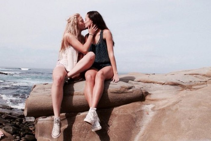 Lesbian couple on the beach