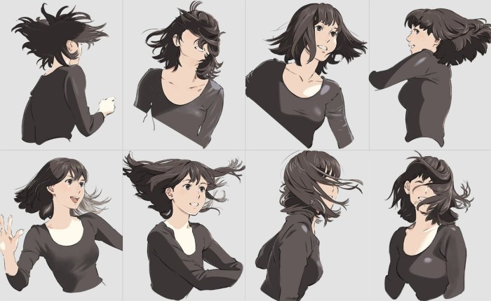 Disheveled hair anime reference