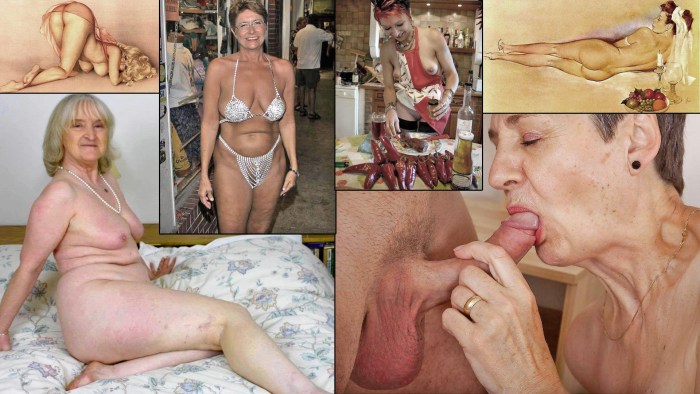Naked elderly old women