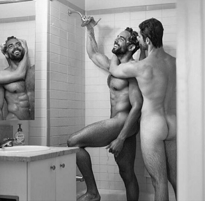 Naked young guys in the shower