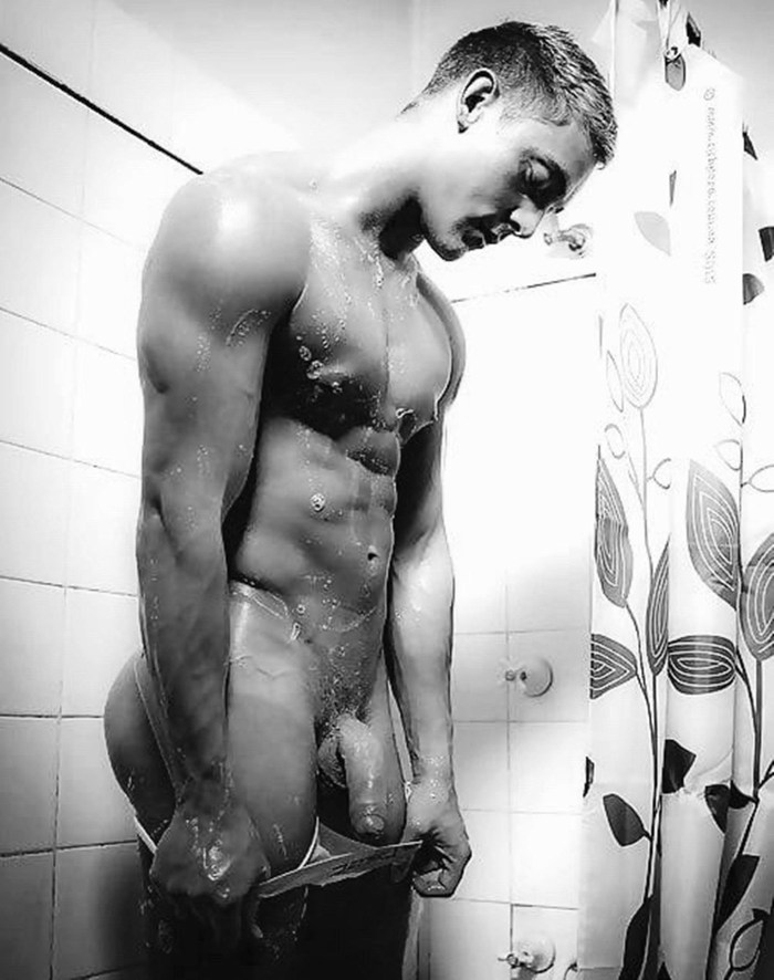 Naked guy in the shower and locker room
