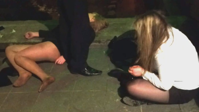 Naked drunken girls at a party