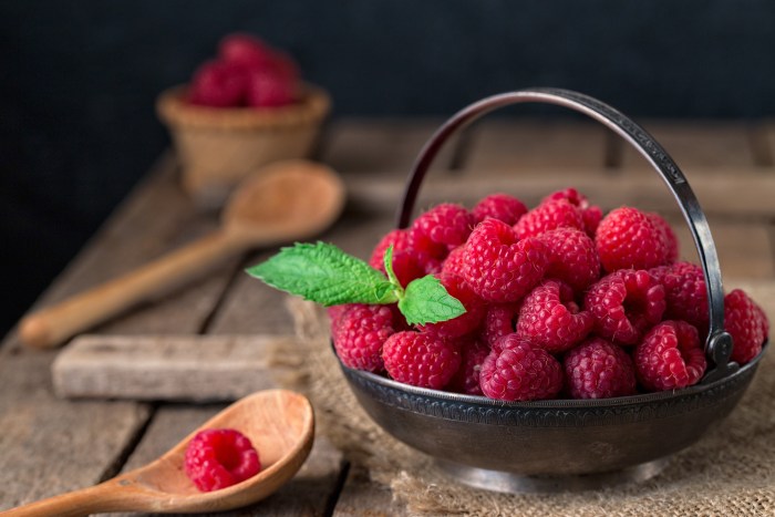 Raspberry is in a plate