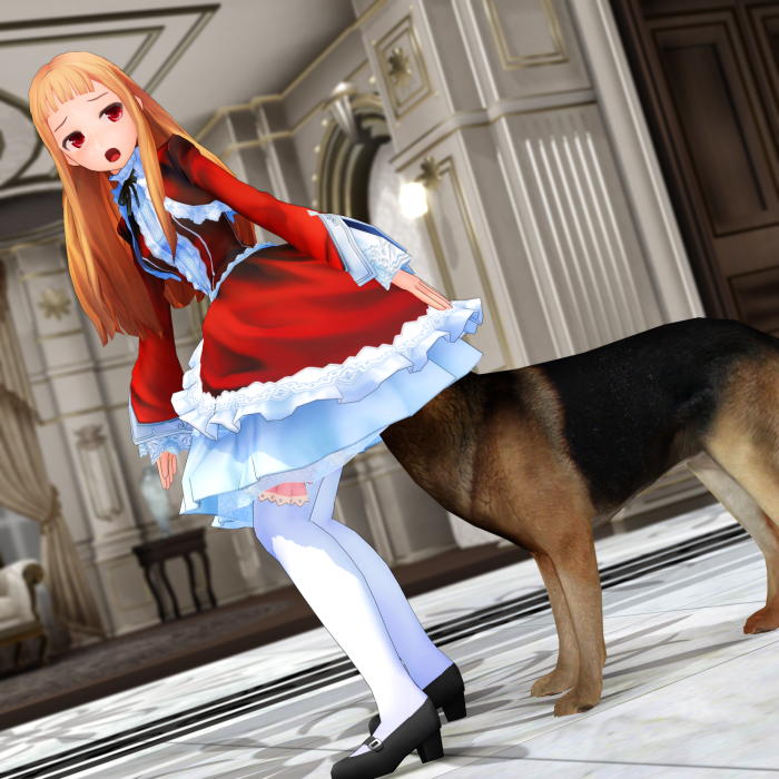 Girl with a dog 3D