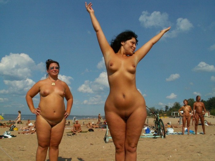 Naked full women on the beach