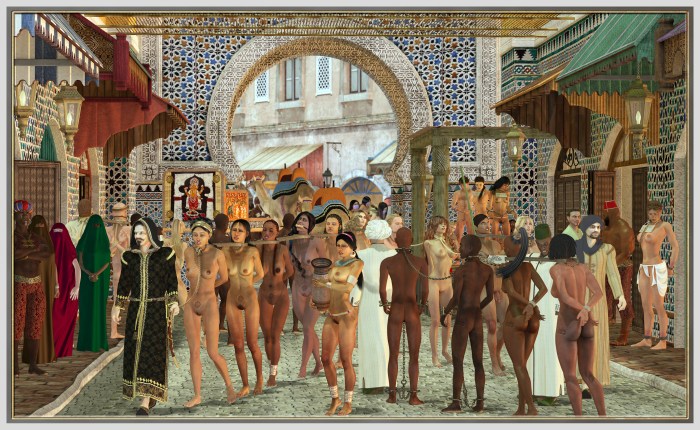 Slaves in the slave market in Rome