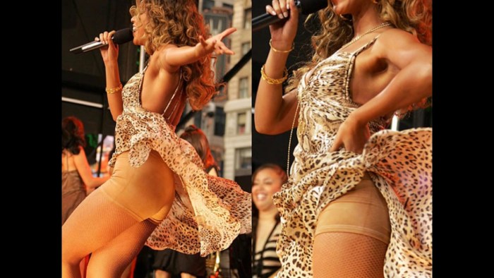 Ashanti in a transparent dress