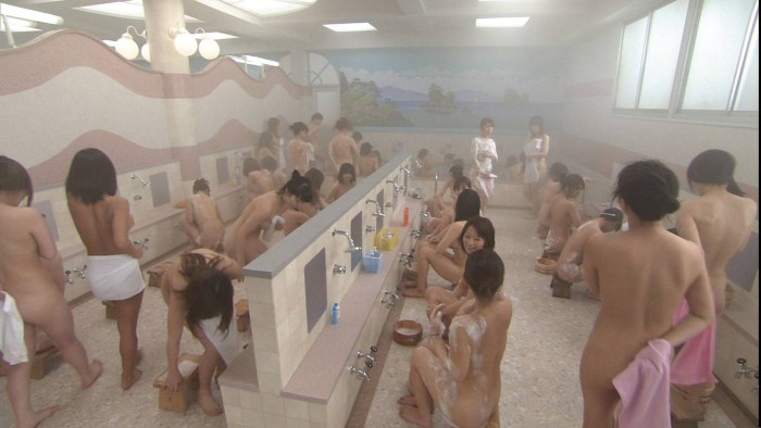 Naked men in a public bath