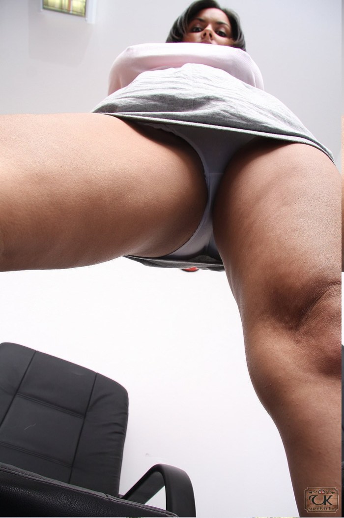 Below under a police skirt