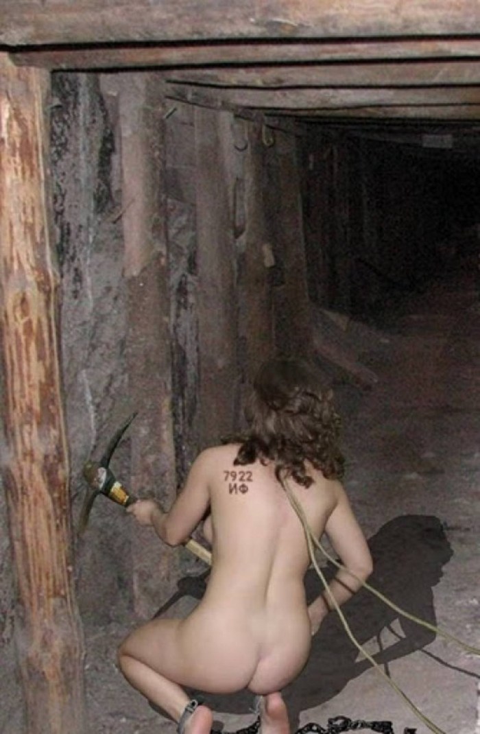 Naked dirty woman slave