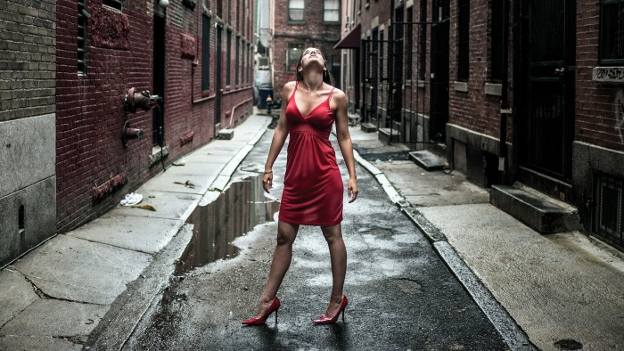 Girl in a dress on the street
