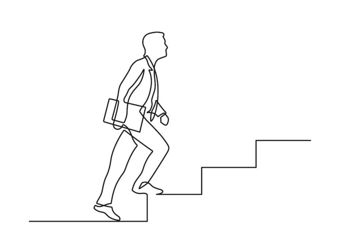 Man descends up the stairs on the side