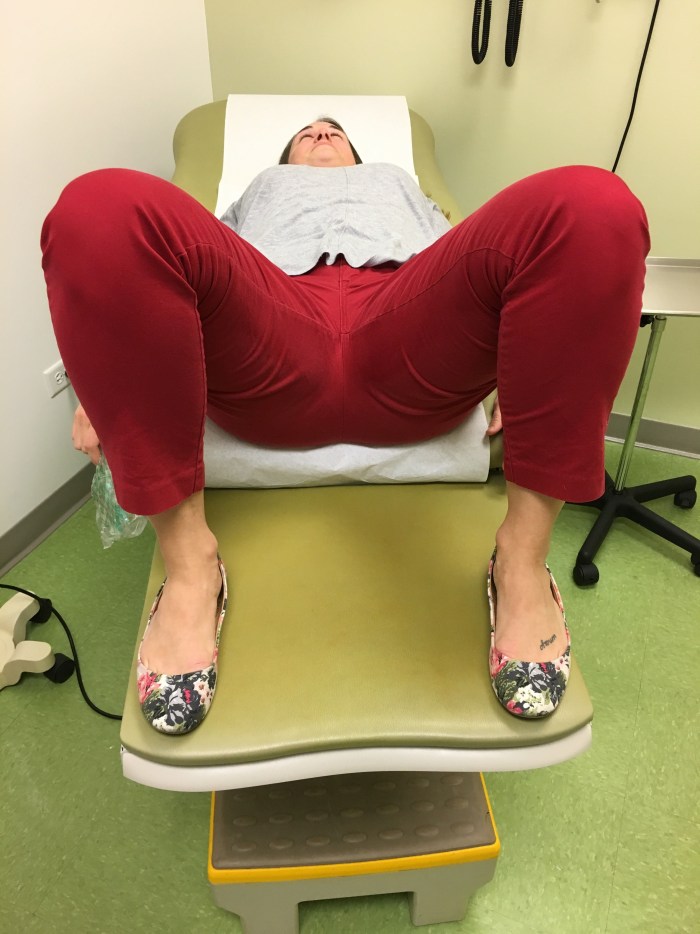 Examination on the gynecological chair