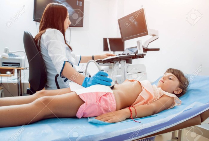 Gynecological examination of teenage girls