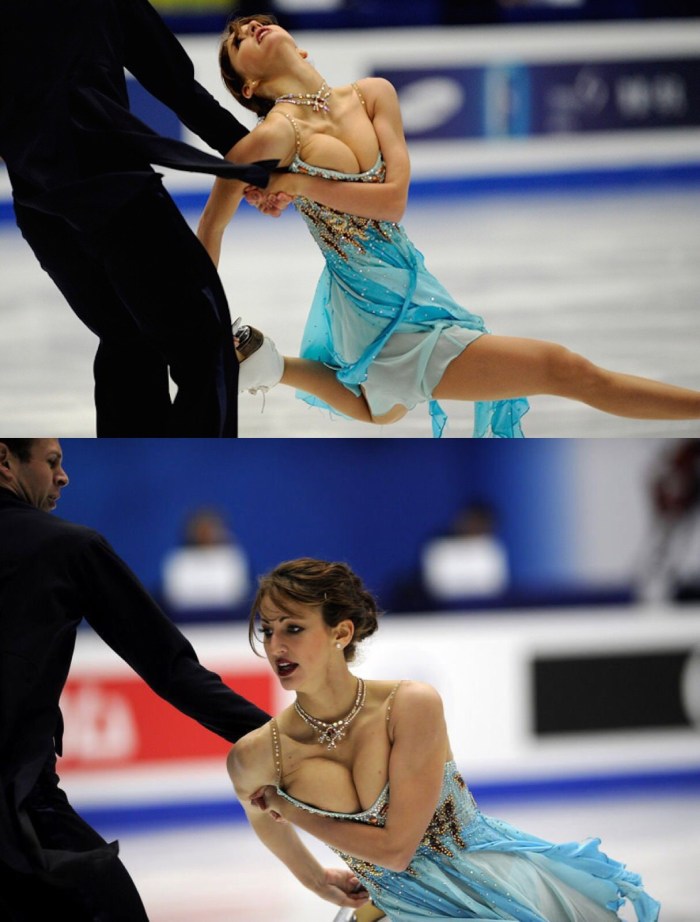 Girl on a skate without panties