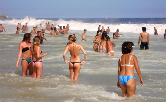 Naked nudists in public