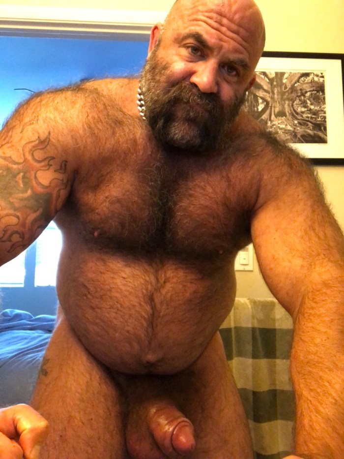Naked hairy men with a beard