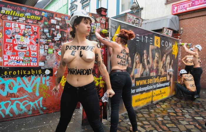 Feminists with naked breasts