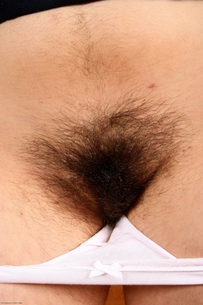 Panties Pulled Aside Ovulating Hairy Pussy