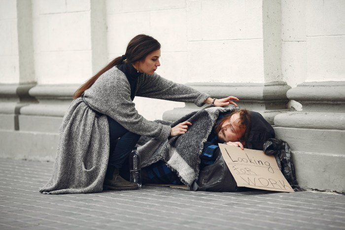The woman is homeless