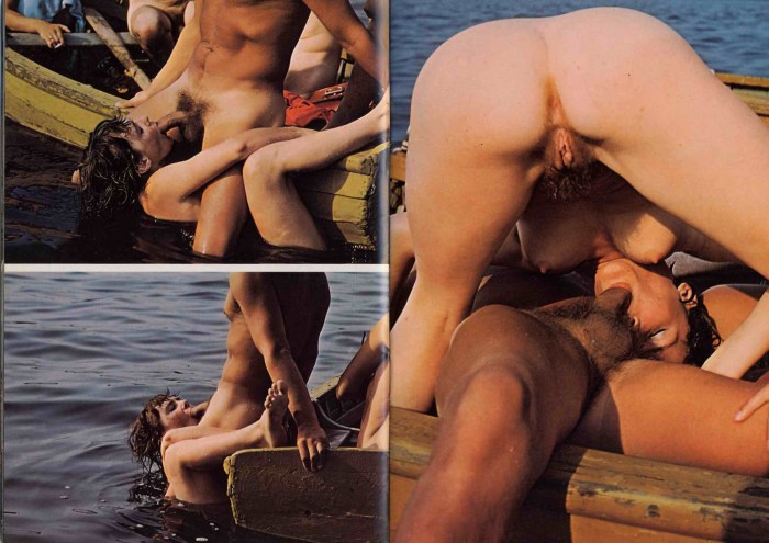 Retro gangbang on the beach