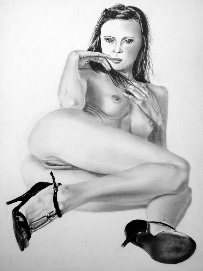 Drawn naked female buttocks